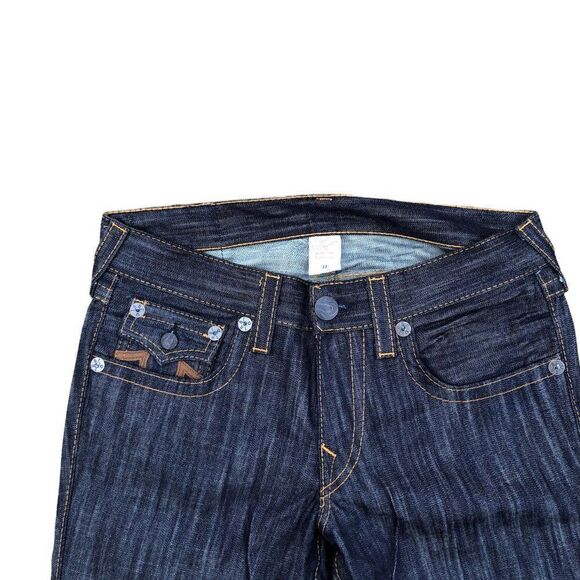 True Religion Jeans Size 33 Leather Horseshoe Blue - Picture 5 of 8